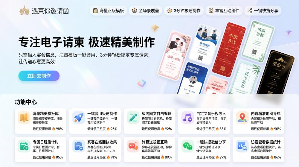 免费电子请帖天花板！开业/乔迁/升学宴，在线5分钟搞定不花一分钱
